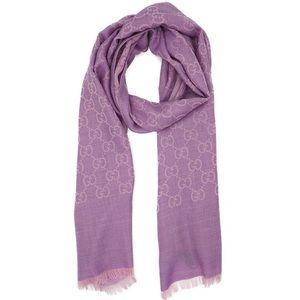 GUCCI wool silk 2-tone Amethyst lilac & pink GG scarf